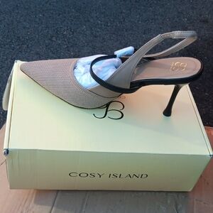 Beige Slingback Heels